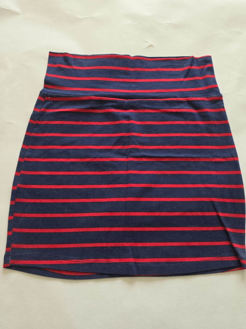 Striped Navy and Red Knit Pencil Skirt